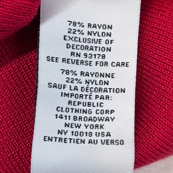 Carmen Marc Valvo Red Ribbed Tank Top Women Large New Star Studded V Neck - Picture 8 of 12